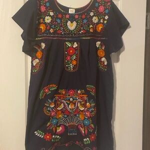 Colorful Puebla Mexican Midi Dress from Mexico